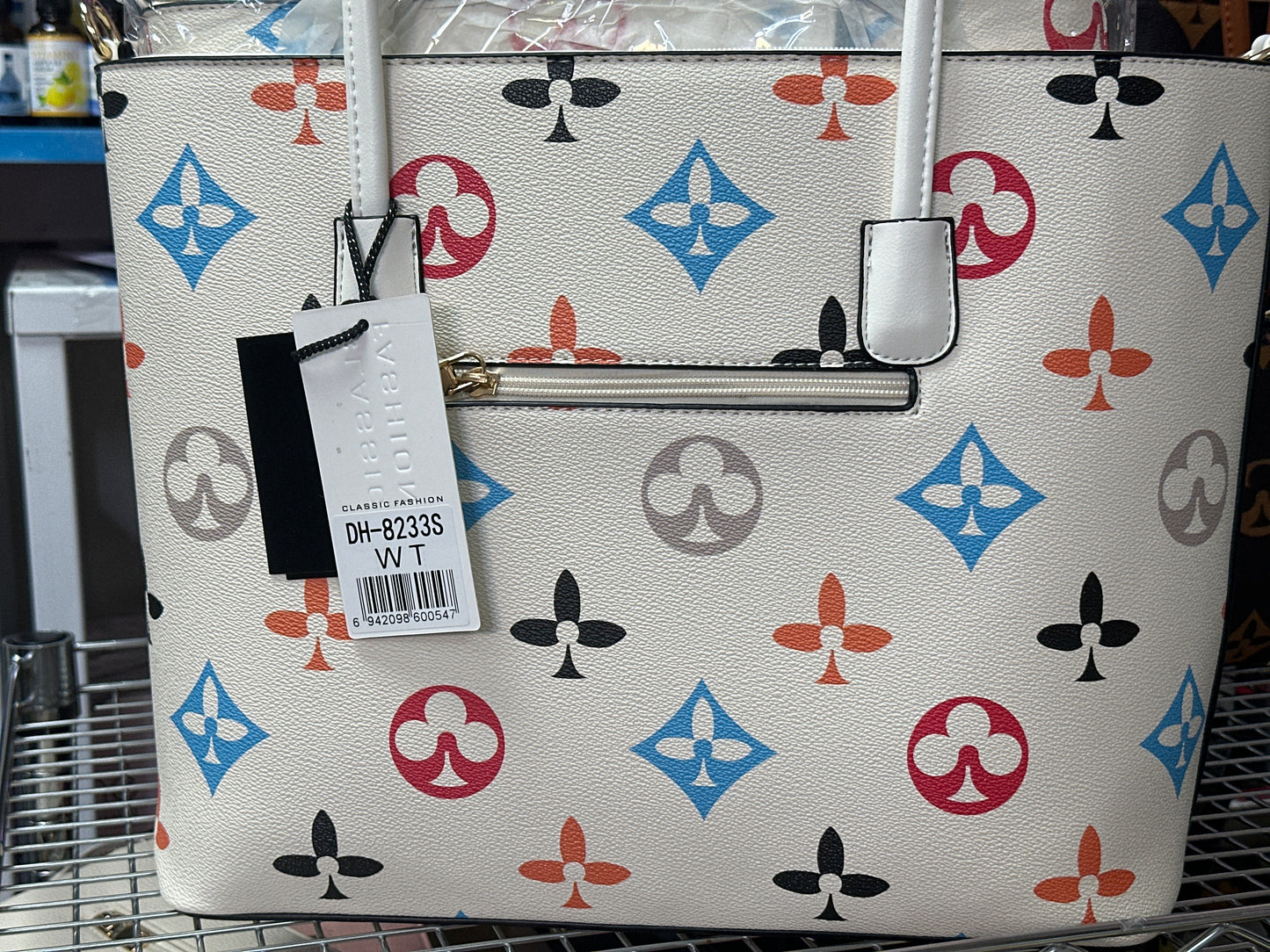 3in1 Monogram Print Tote Bag With Bag Wallet. DH-8233S WT