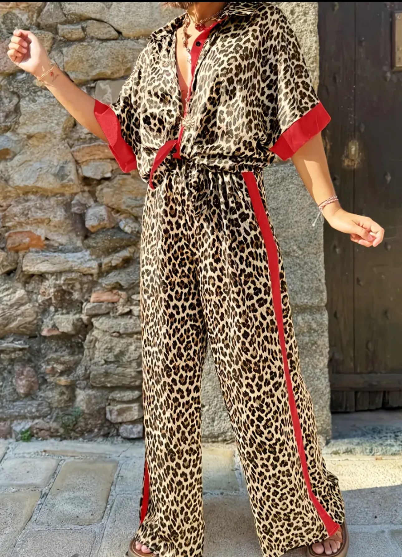 Elegant Leopard Print Suit - XL