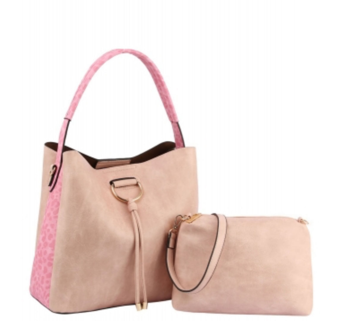Leopard Colorblock D-ring 2-in-1 Hobo Shoulder Bag DV0677
