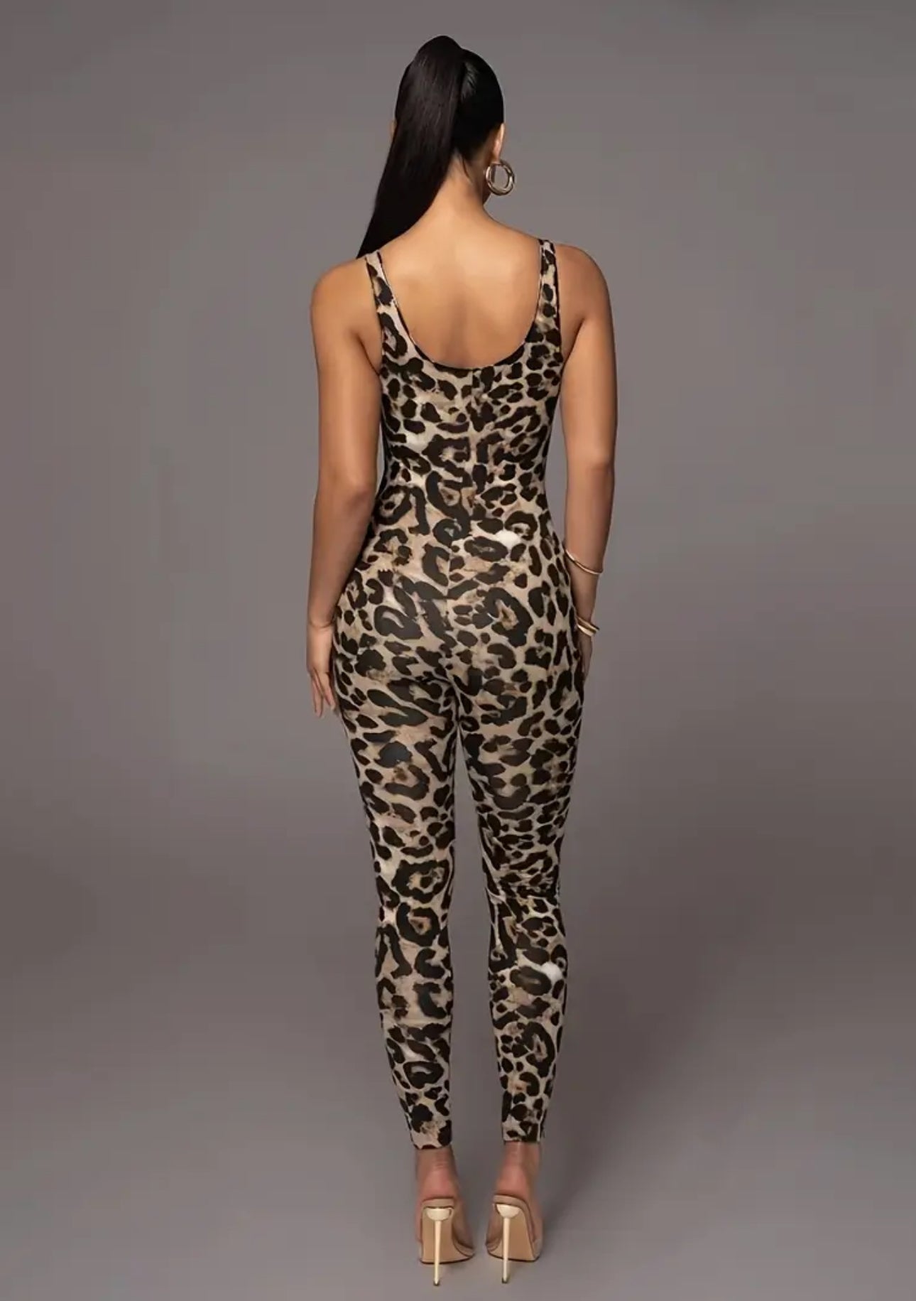 Ultra-Soft Leopard Print Athletic Jumpsuit - XL