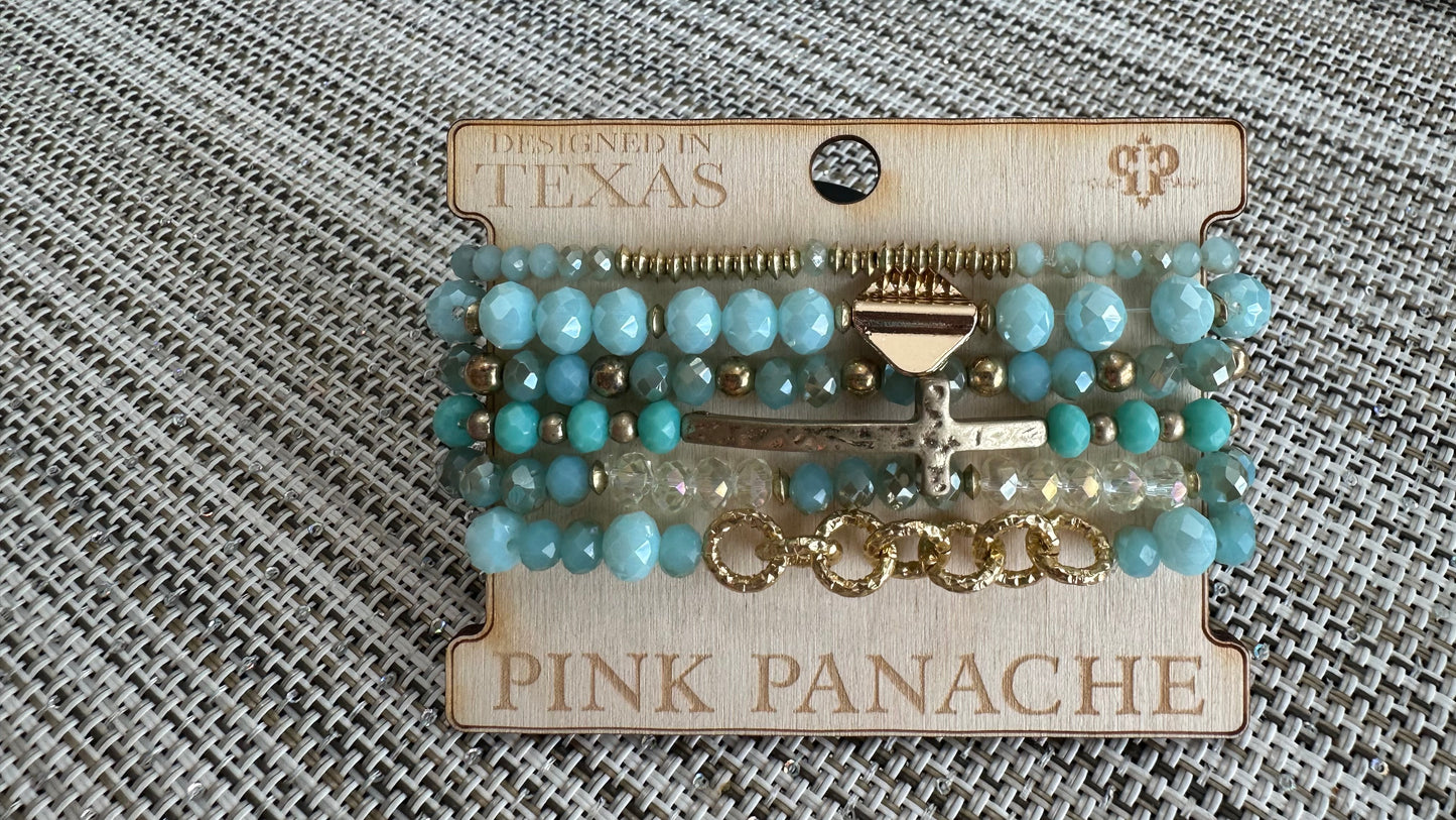 Blue with Gold Cross Stack (Austrian Crystals)