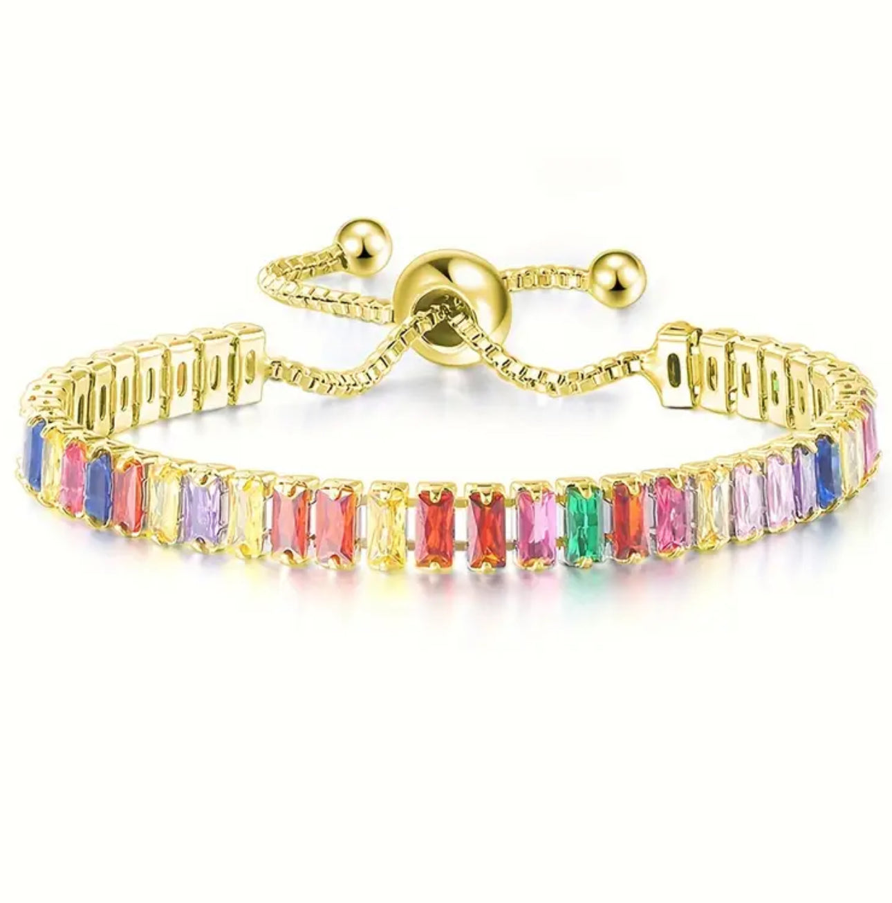 Adjustable Copper Zirconia Beads Bracelet