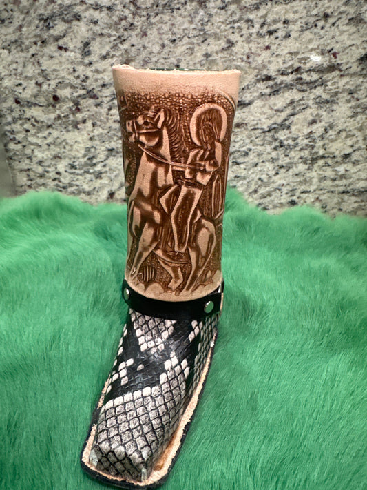 Black and cream shot glass boots