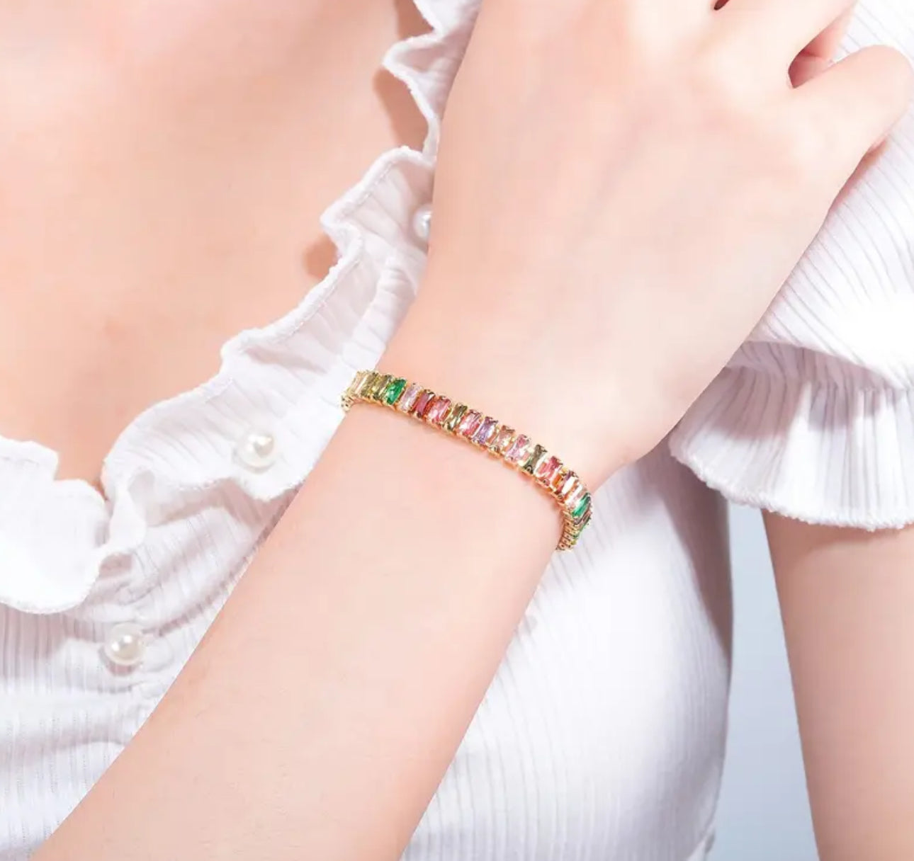 Adjustable Copper Zirconia Beads Bracelet