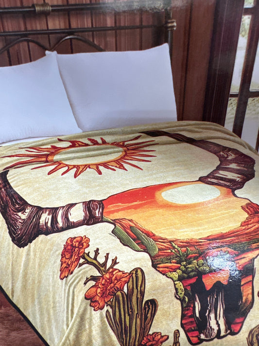 Arizona Cow Skull  Blanket Queen