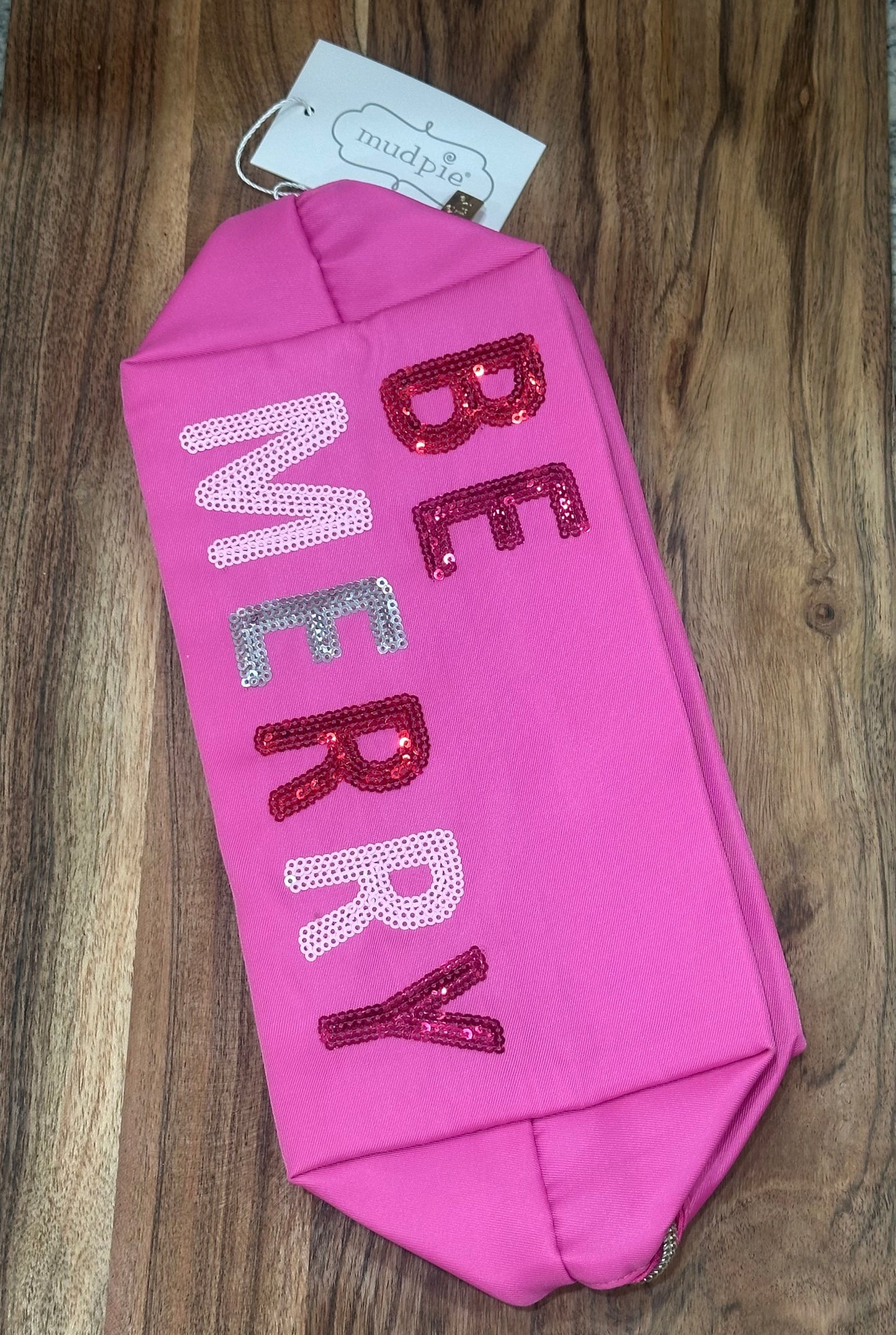 MudPie Holiday “Be Merry”Sparkle Makeup Bag