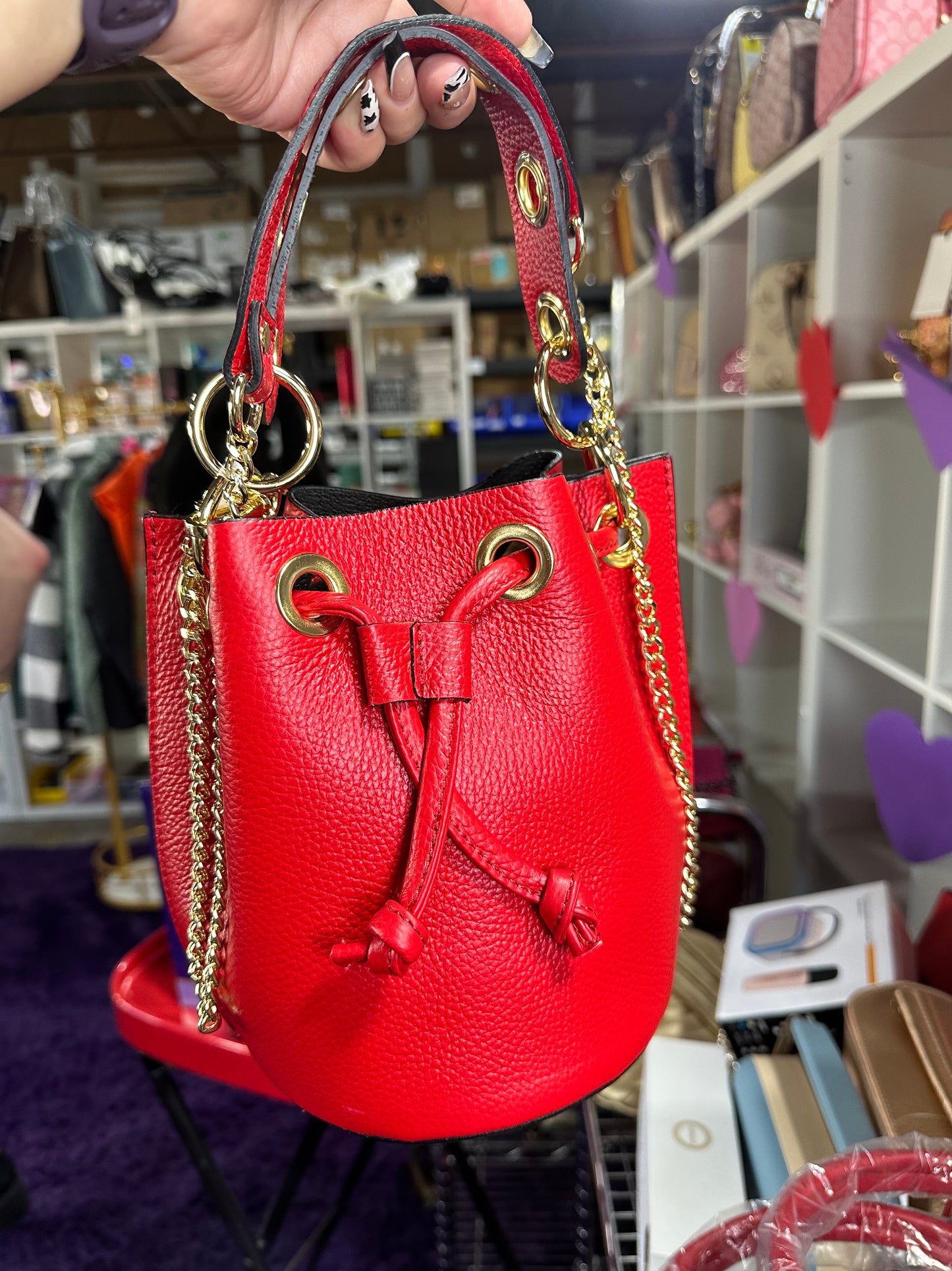 Italian Leather Bucket Bag