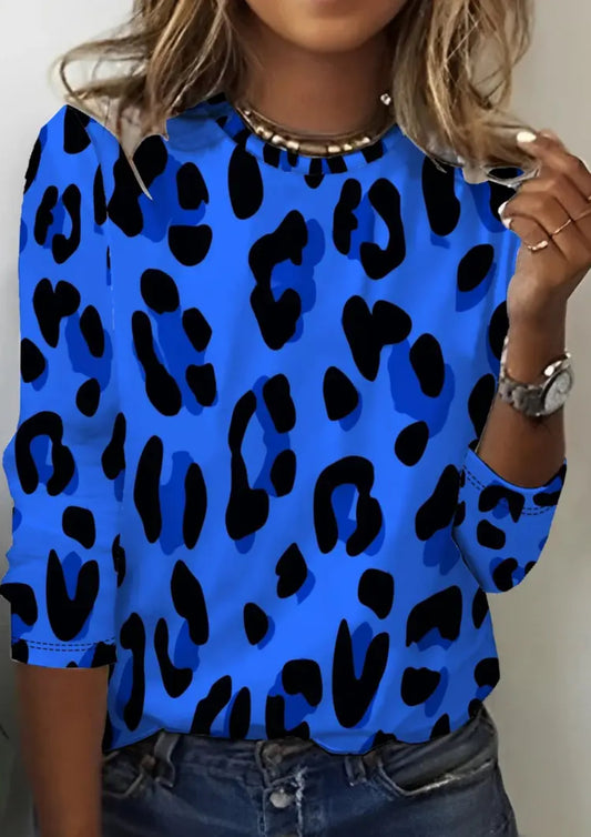 Blue Leopard Long Sleeve Shirt