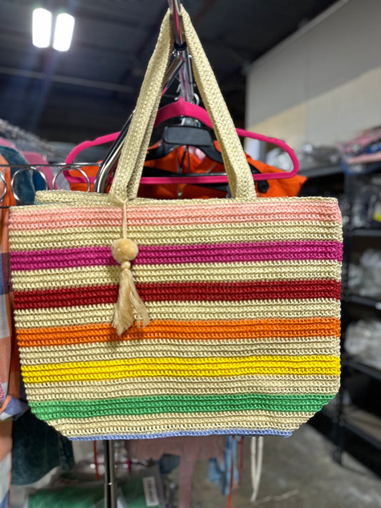 Multicolor Wicker beach bag