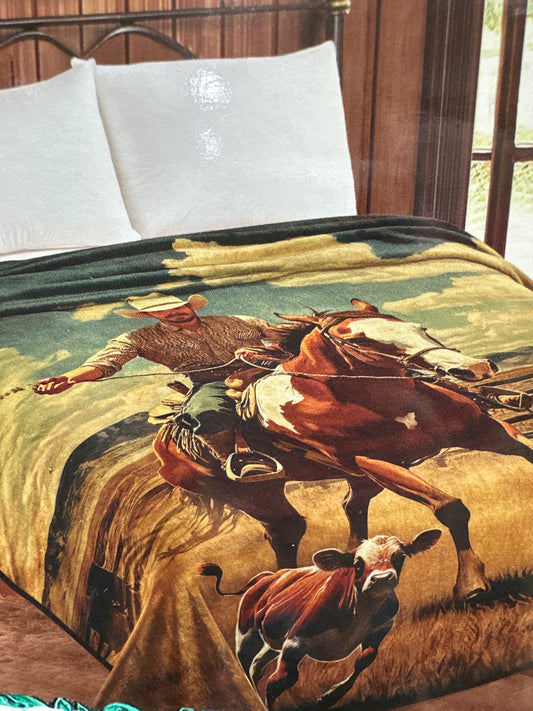 Arizona Cowboy Skull  Blanket Queen