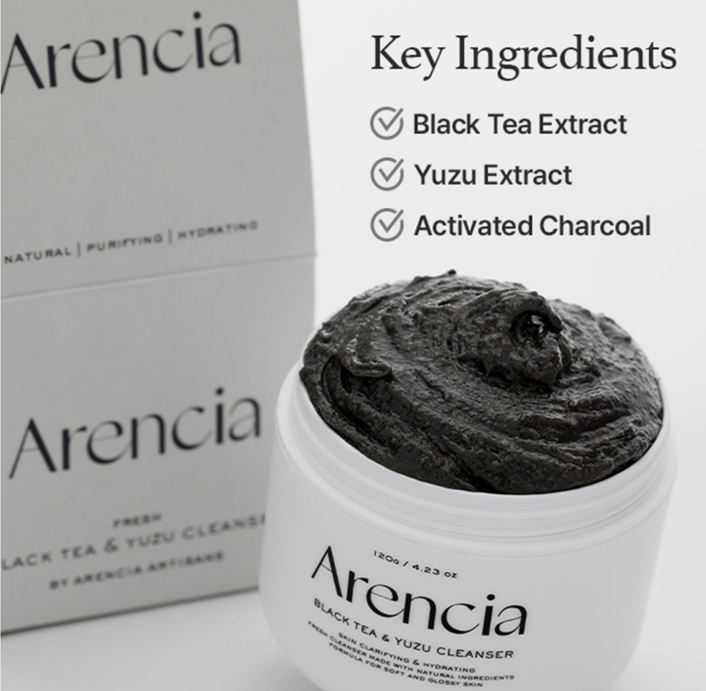 ARENCIA FRESH BLACK TEA & YUZU RICE MOCHI CLEANSER 120G / 4.23 FL.OZ