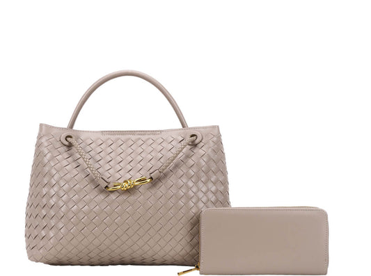 2in1 Woven Fashion Handle Satchel W Wallet BZ-1219W