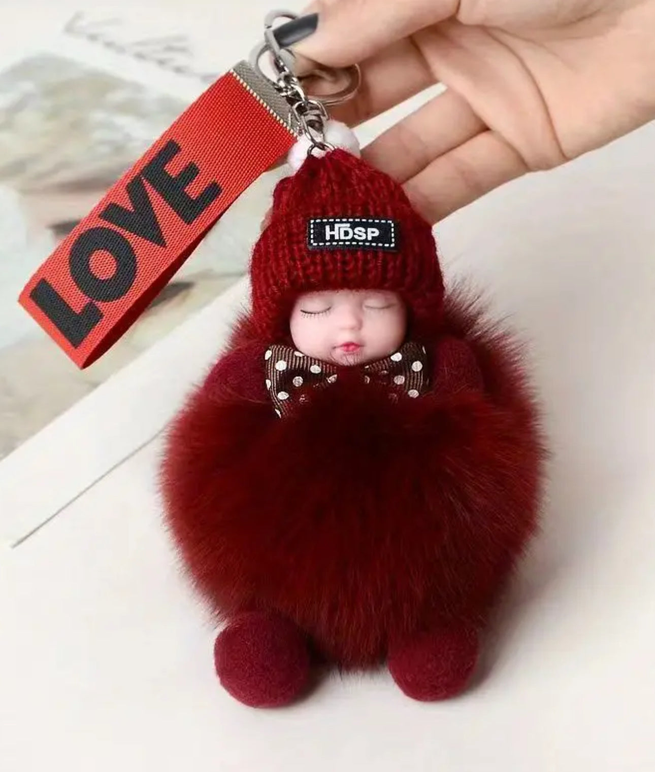 Sleepy Ruby Doll Key Chain