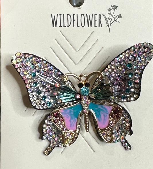Blue Gold Butterfly Pin