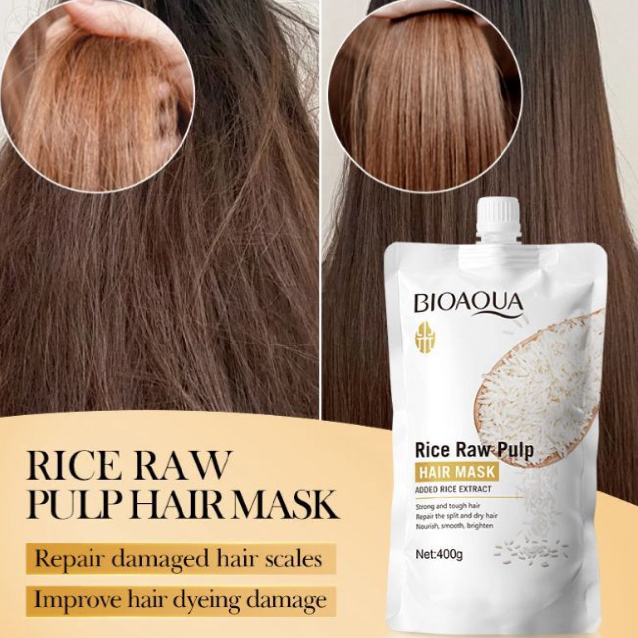 Rice Raw Pulp Hair Mask. Added Rice Extract