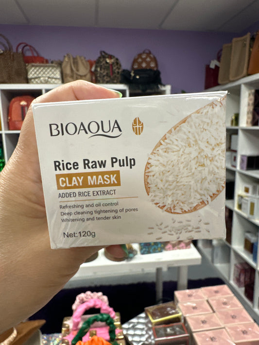 Rice, raw pulp, clay mask