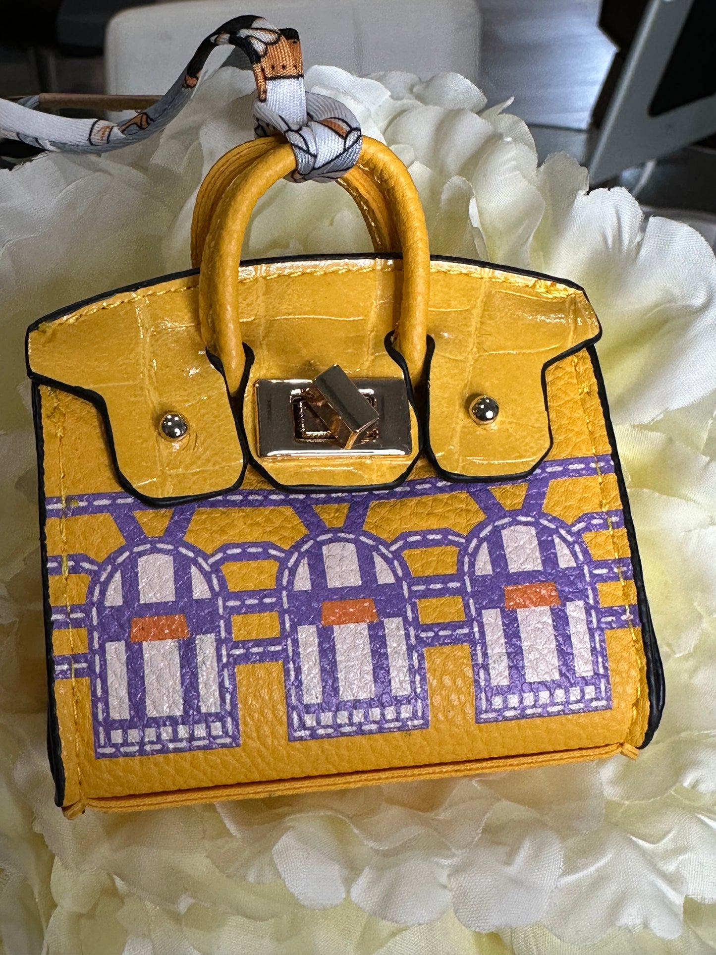 Cute Mini Bag Charm Pink Yellow