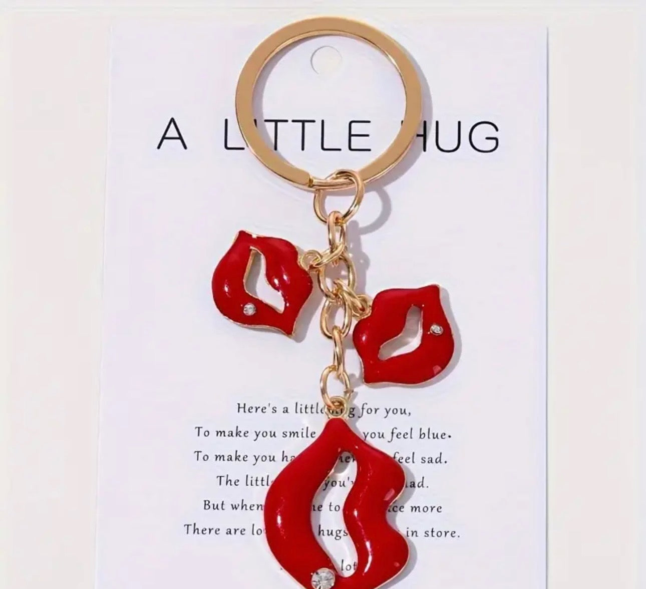 Red Lips Love Heart Keychain