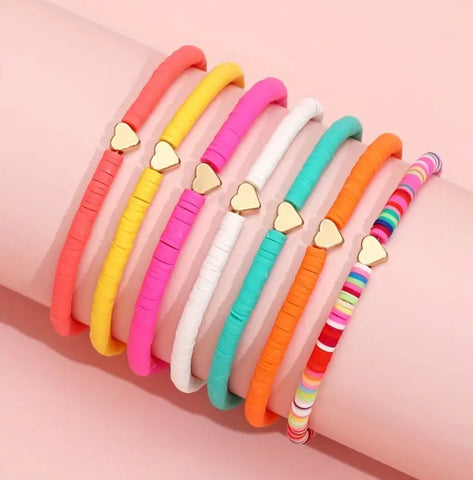Mini Love Heart Beaded bracelet Set