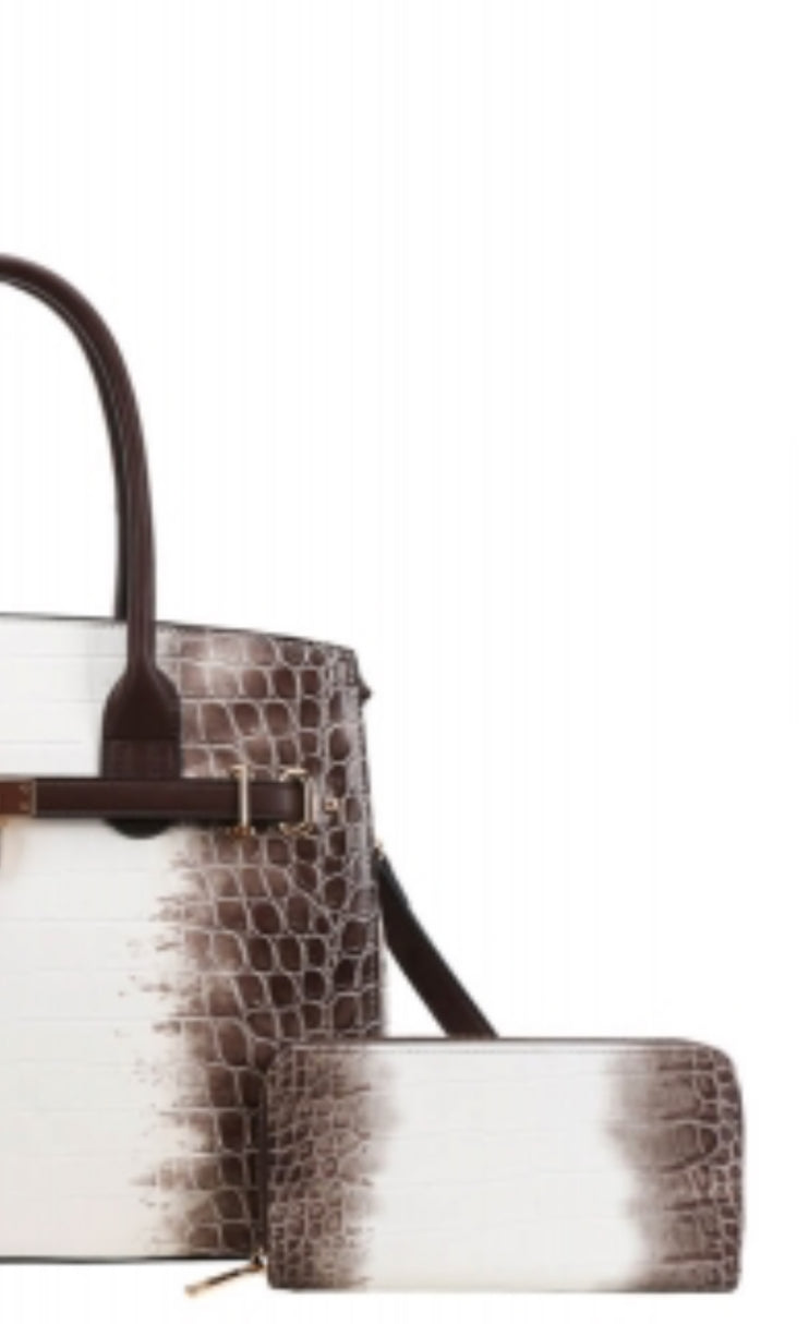 2in1 Tie-dyed Hot Crocodile Satchel Wallet Set XM-6794W