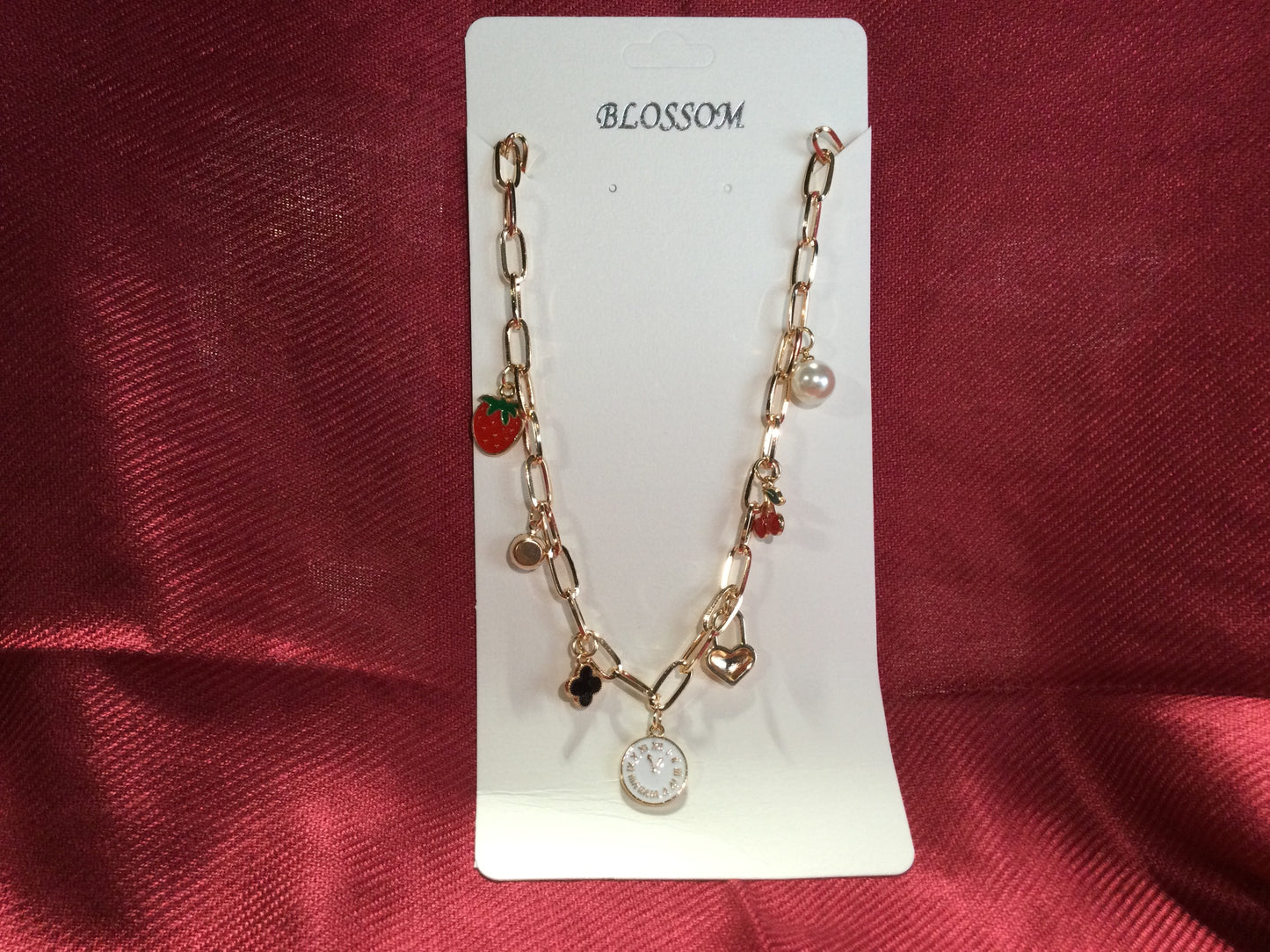 Strawberry cherry charm necklace