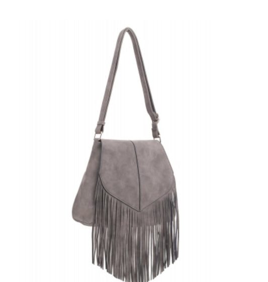 Soft Leather Fringe HOBO/Crossbody bag SJ20308 STONE