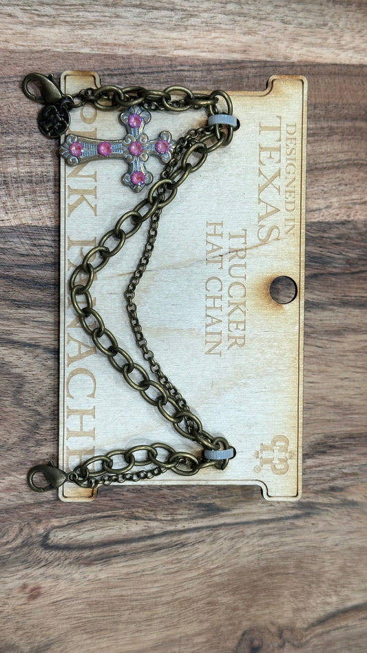 Bag Charm vintage gold  Pink Cross