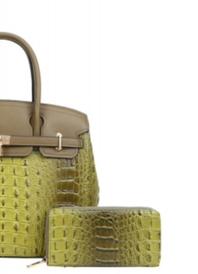 2 In 1 Crocodile Satchel Wallet Set - High Quality CY-8913W