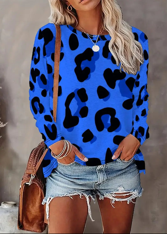 Blue Leopard Long Sleeve Shirt