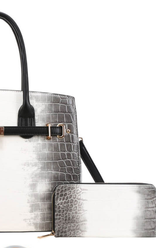 2in1 Tie-dyed Hot Crocodile Satchel Wallet Set XM-6794W