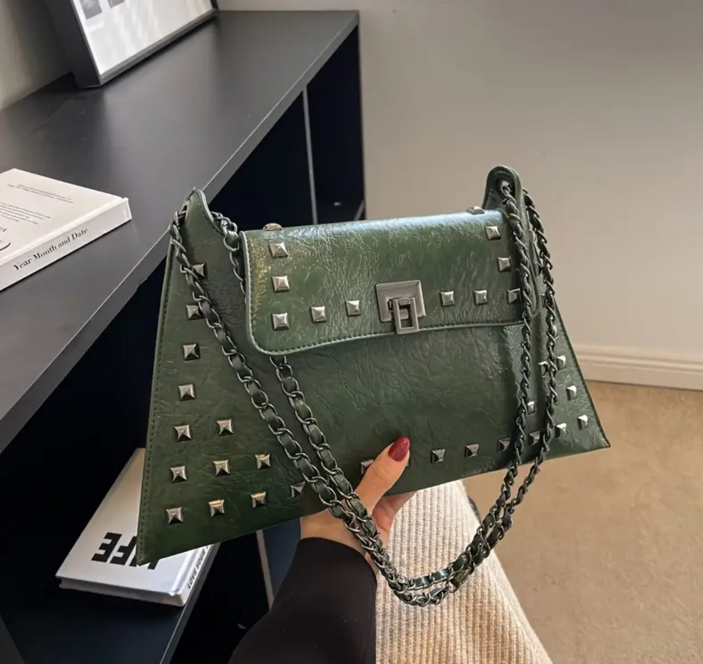 Retro Studded Shoulder Bag