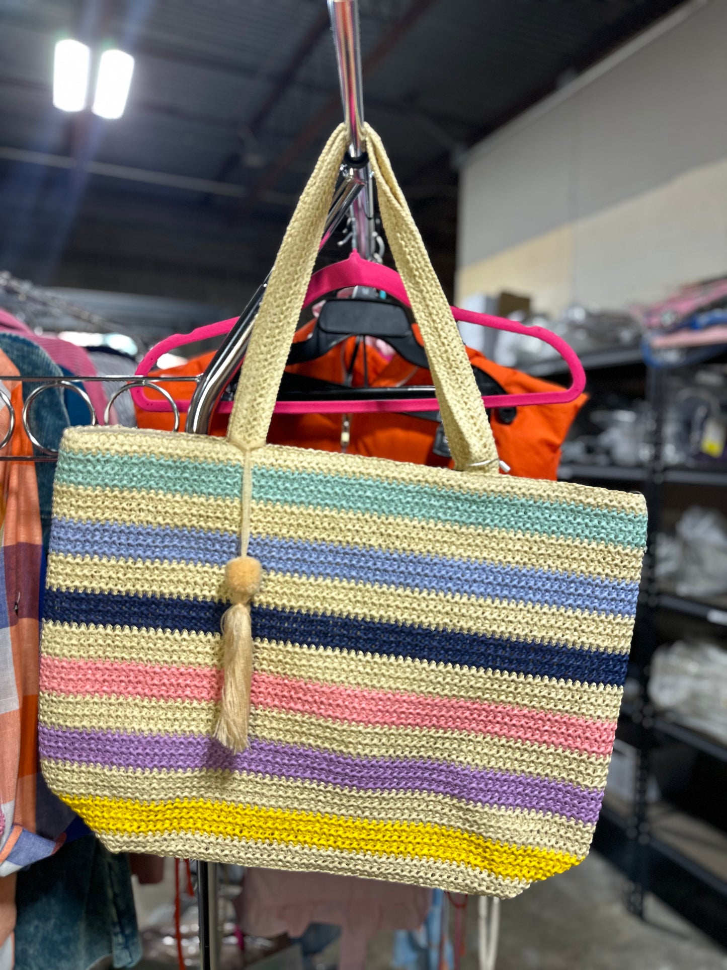 Multicolor Wicker beach bag