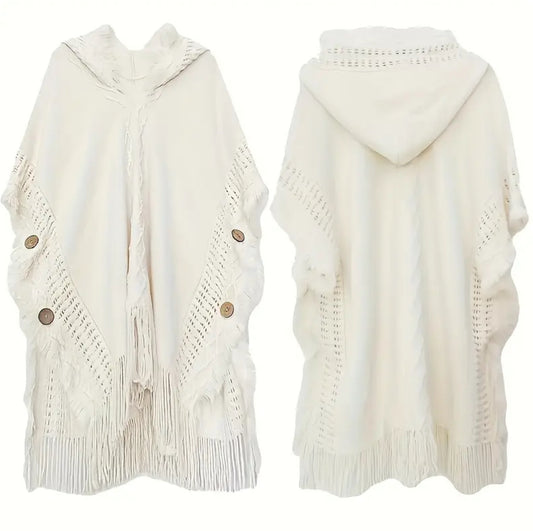 Soft Knitted Stylish Tassel Cape Shaw -one size fits all