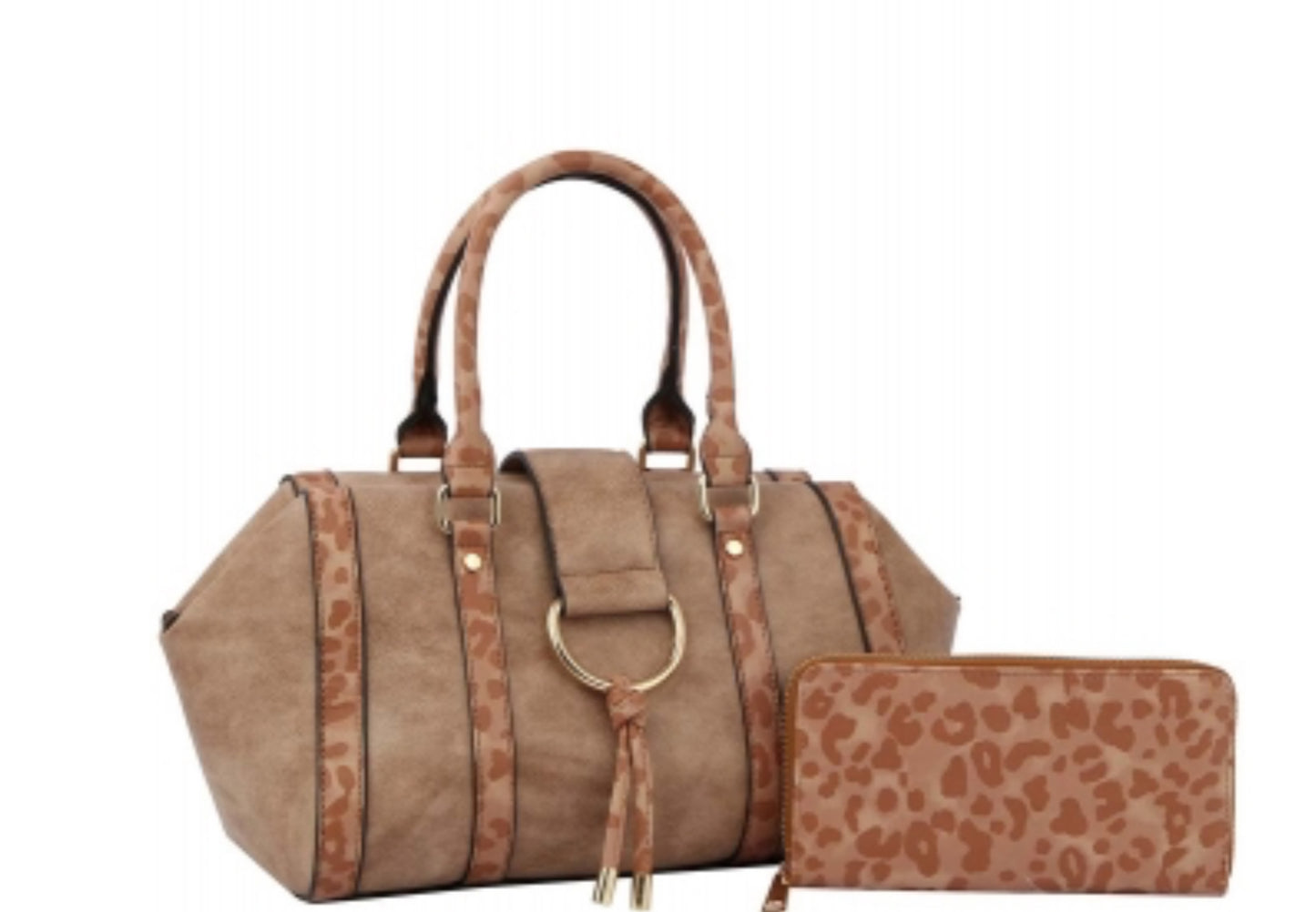 Leopard Printed D Ring Flap 2-in-1 Satchel D0693W
