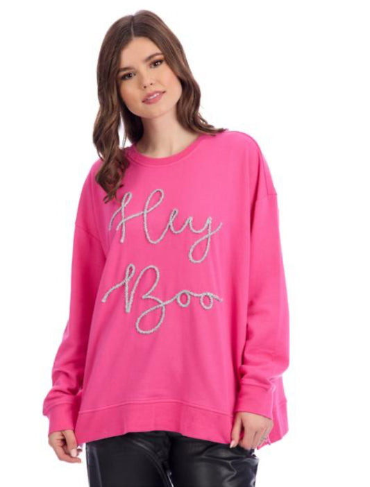 HALLOWEEN "HEY BOO" SPARKLE SWEATSHIRT- ONE SIZE