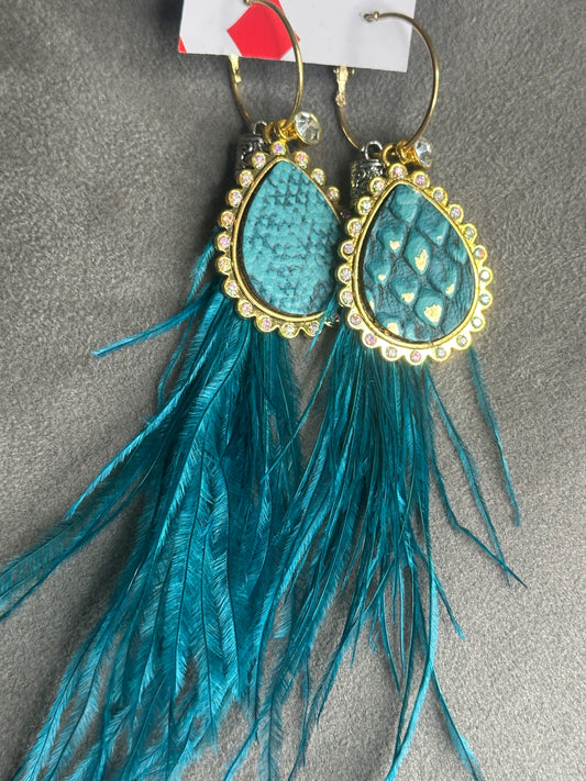 Blue feather Earrings