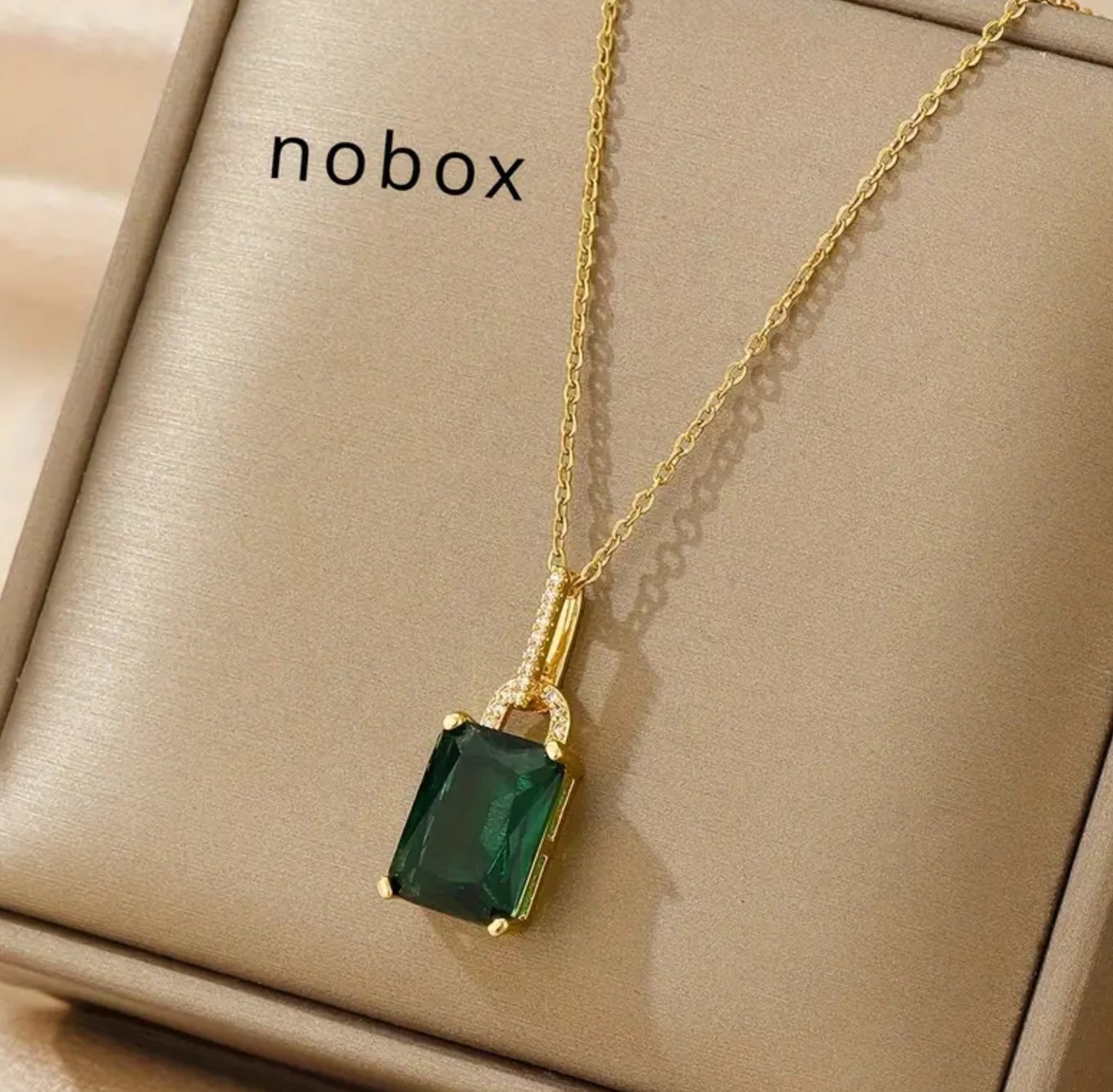 Emerald Square Pendant Necklace