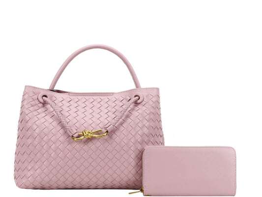 2in1 Woven Fashion Handle Satchel W Wallet BZ-1219W