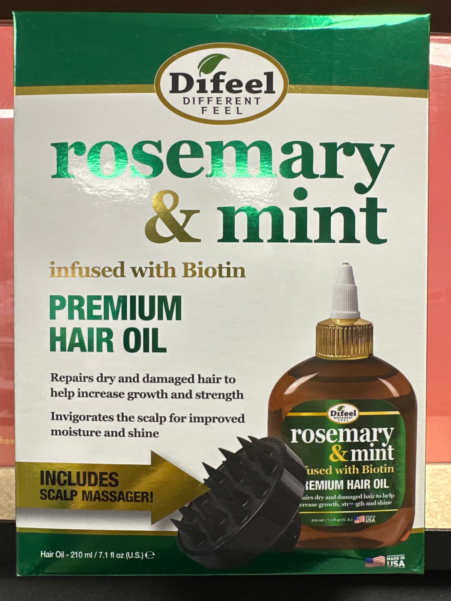 DIFEEL ROSEMARY AND MINT PREMIUM HAIR OIL WITH BIOTIN 7.1 OZ.