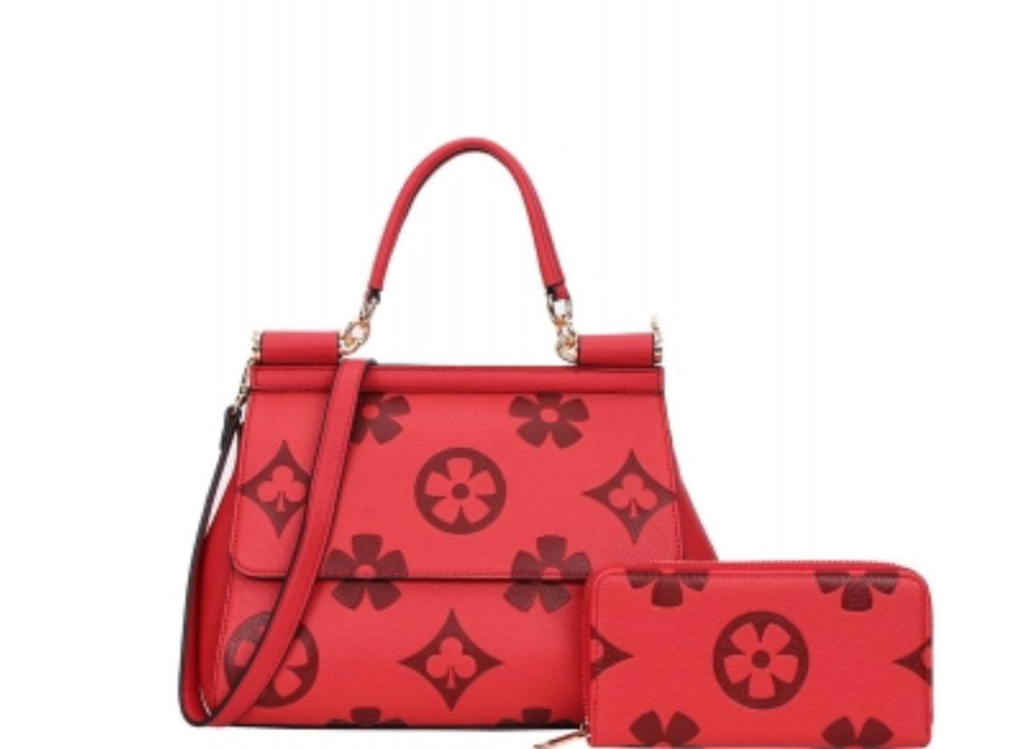 Monogram 2-in-1 Satchel Bag with Wallet YB-9113W RED