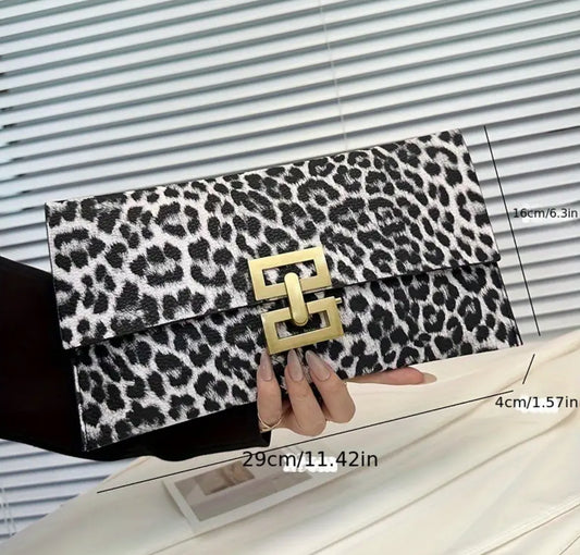 Large Leopard Clutch