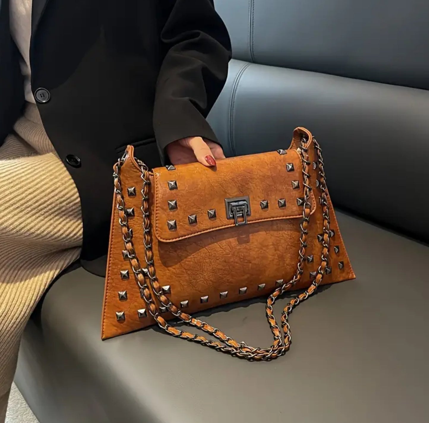 Retro Studded Shoulder Bag