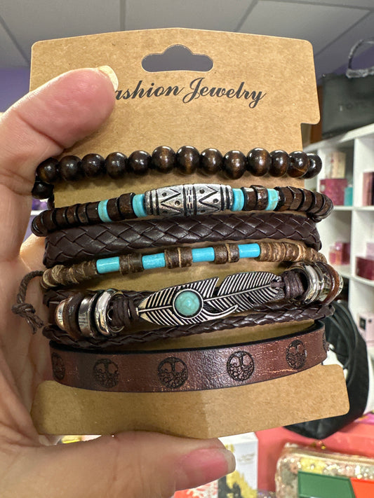 vintage Style feather Bracelet Set