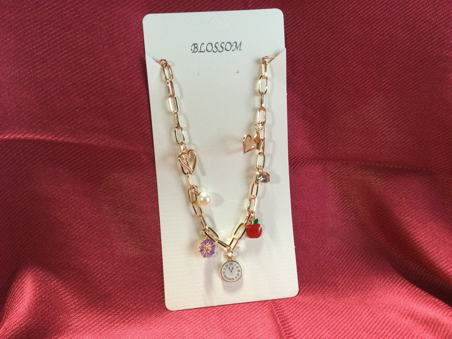 GOLD FLOWER apple charm necklace