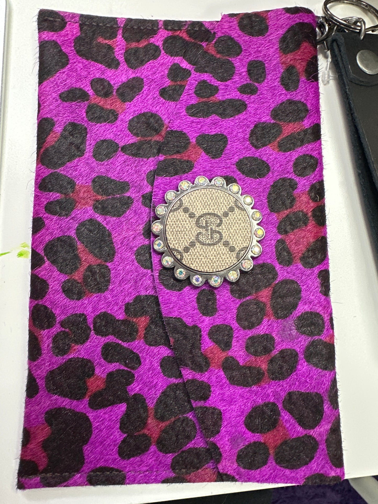Pink leopard GG wristlet
