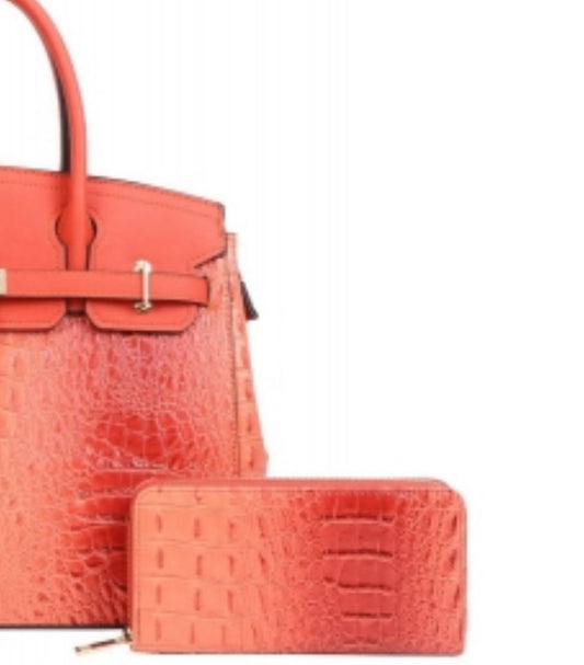2 In 1 Crocodile Satchel Wallet Set - High Quality CY-8913W