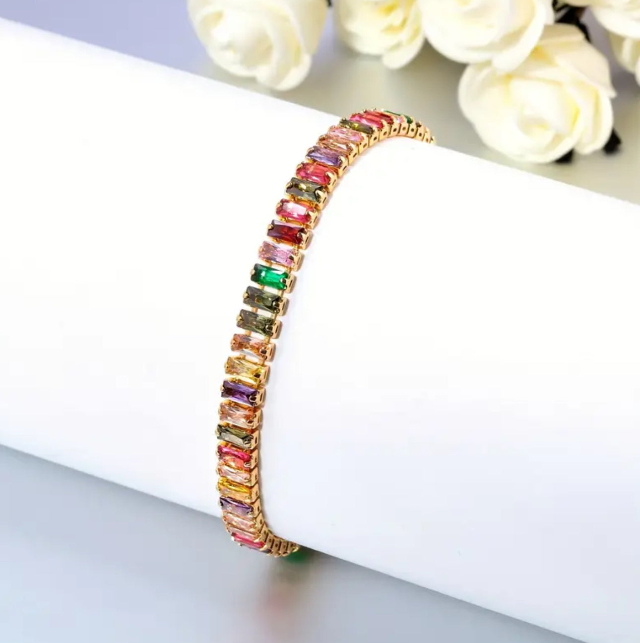 Adjustable Copper Zirconia Beads Bracelet