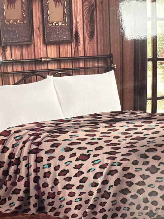 Brown Leopard Blanket - Queen size