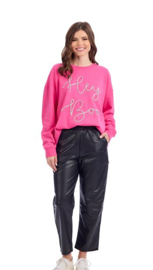 HALLOWEEN "HEY BOO" SPARKLE SWEATSHIRT- ONE SIZE