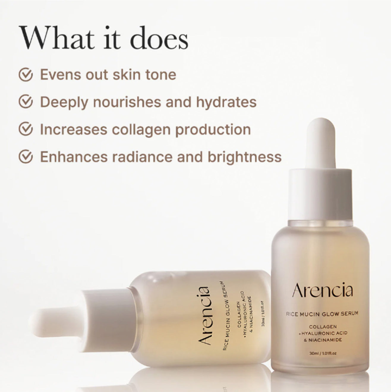 ARENCIA RICE MUCIN GLOW SERUM 8 - 30ML / 1.01 FL.OZ